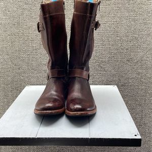 Bed Stu Boots Men 9 Brown Leather Lug Sole Moto Inspired Boot Distressed Rustic